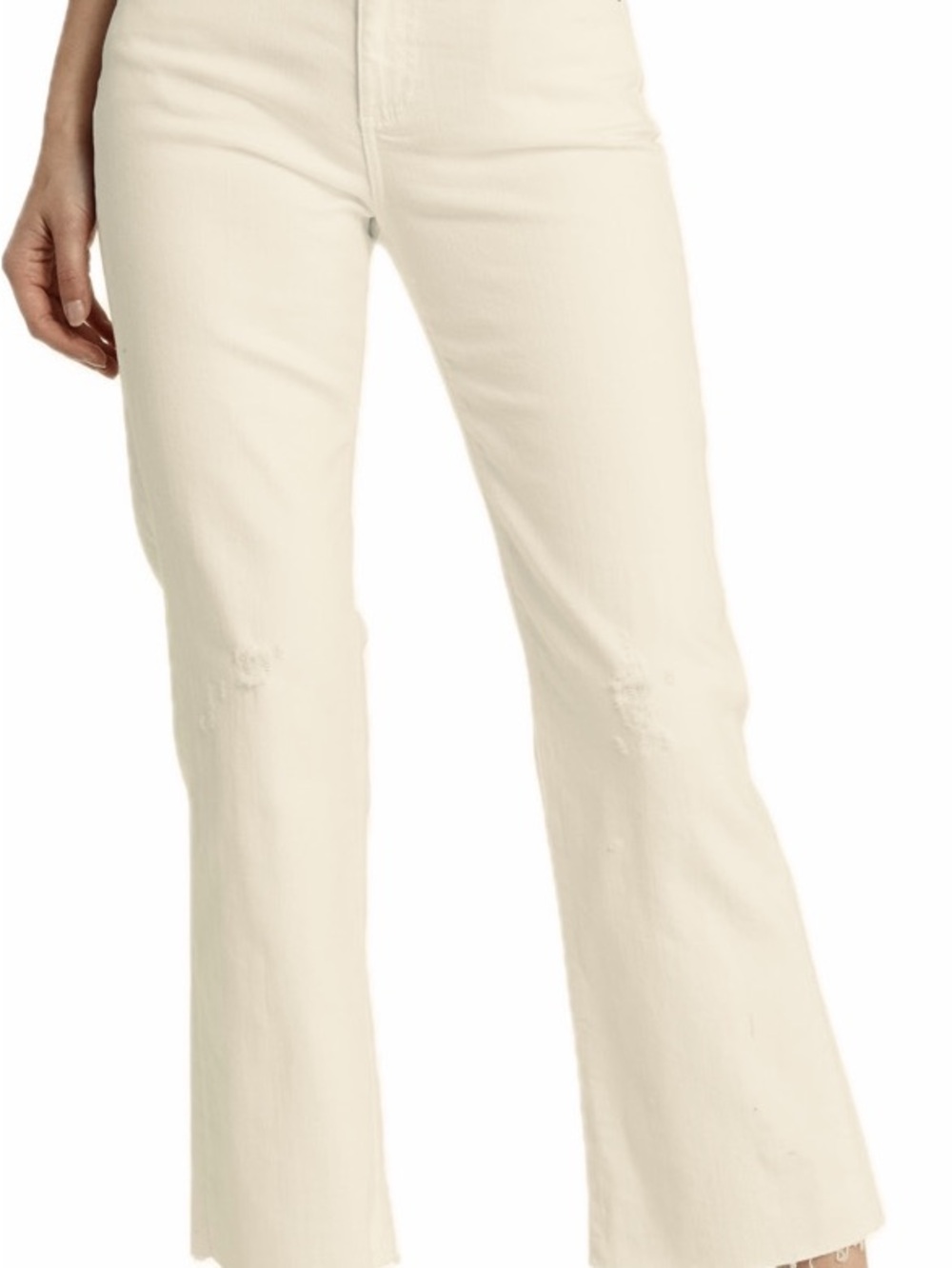 AG Adriano Goldschmied High-Rise Cropped Flare Jeans in Cream